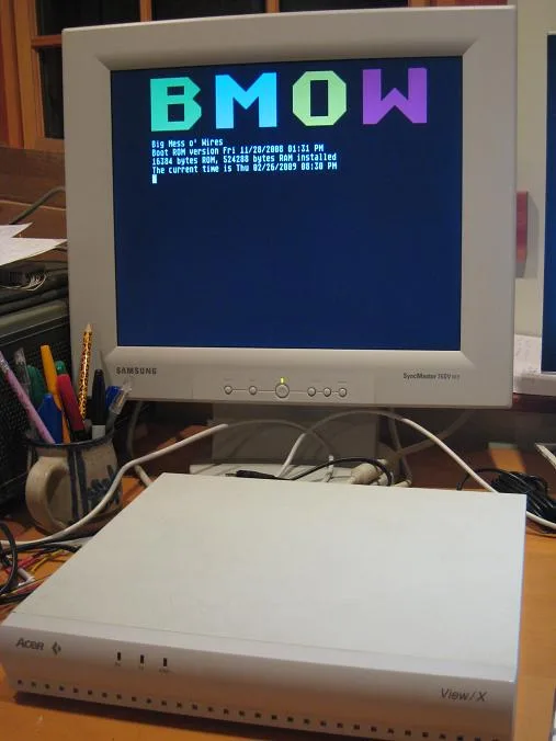 Finished BMOW 1 running, with its logo on the monitor