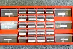 Labeled parts drawers