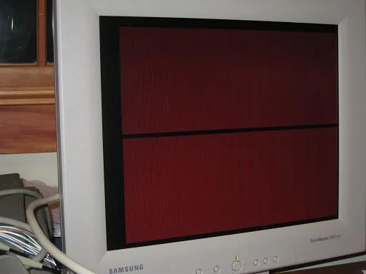 Monitor showing a solid red screen