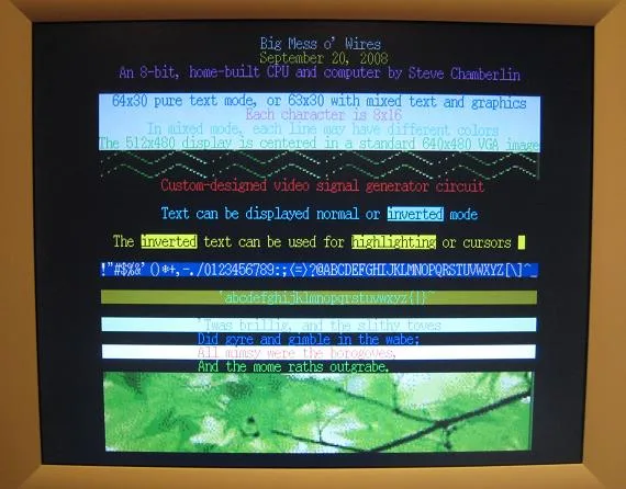 Mixed text and graphics video mode demo