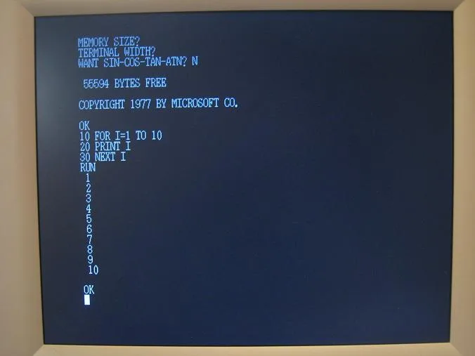 Microsoft BASIC running on BMOW