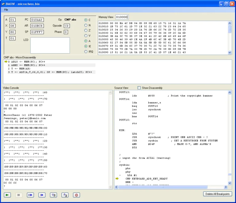 BMOW simulator running Microchess