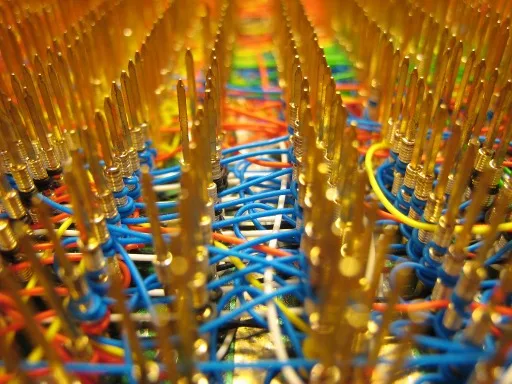 Blue and yellow wire-wrap wires