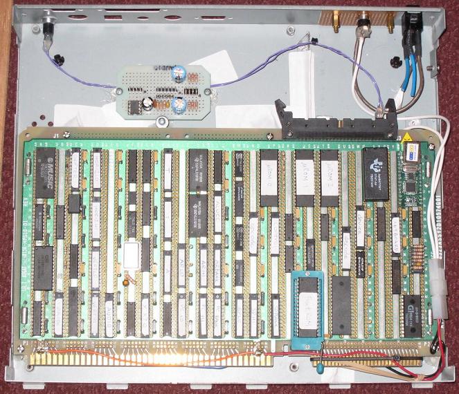 Top view of the case with the audio board installed