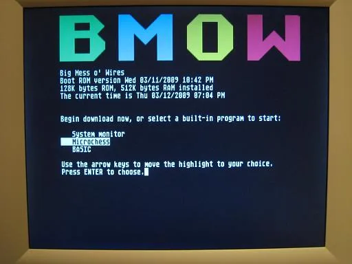 BMOW boot menu screen