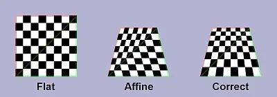 Flat, affine, and perspective-correct texture mapping