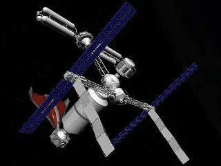 Untextured 3D model of a space station