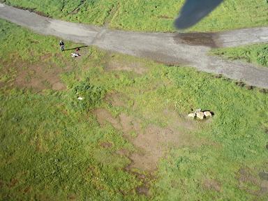 Aerial self-portrait on a hiking trail