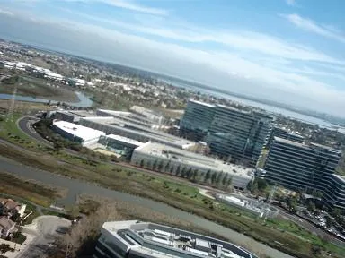 Aerial photo over office buildings