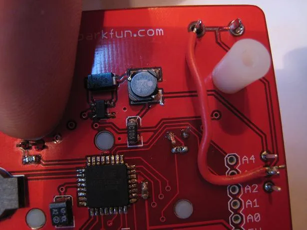 Tiny parts on the Simon kit board