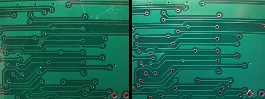 Tented vias on the Tiny CPU board
