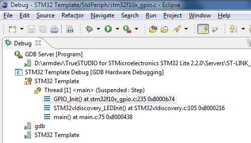 STM32 debugging in Eclipse