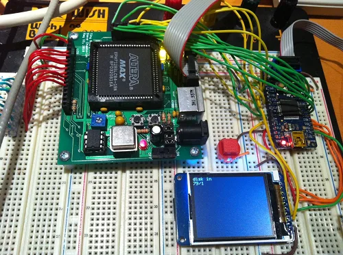 Floppy Emu prototype on a breadboard