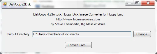 DiskCopy2Dsk utility window