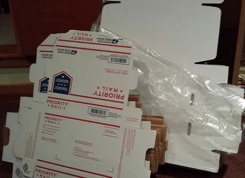 Flat Priority Mail shipping boxes