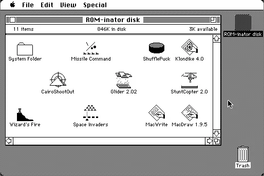 ROM disk contents on the Mac desktop