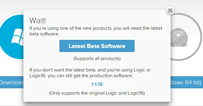 Saleae beta software pop-up