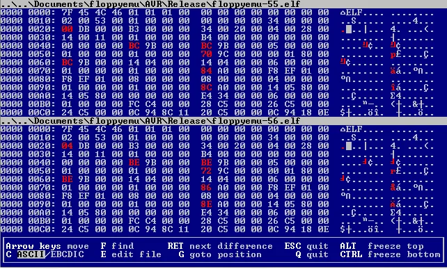 Comparing two compiled Floppy Emu binaries