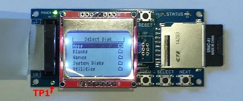 TP1 location on the Floppy Emu board