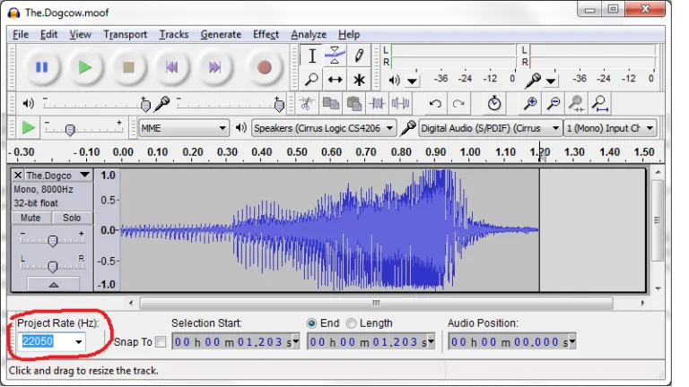 Changing the sample rate in Audacity