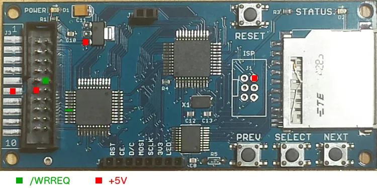 Pull-up resistor mod, top of the board