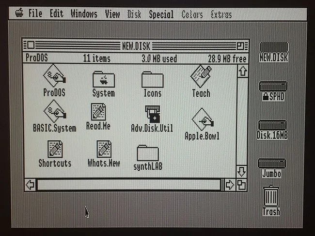 Four Smartport volumes on an Apple IIgs desktop