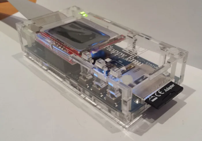 Assembled clear Floppy Emu case