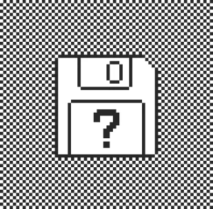 Floppy disk with a question mark