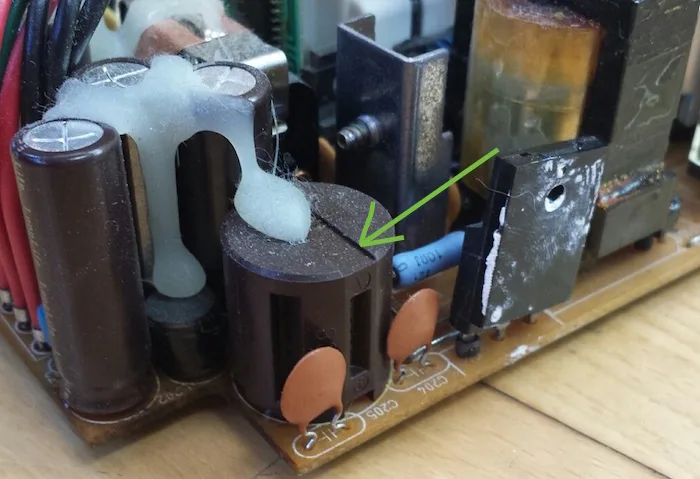 Capacitors on the power supply board