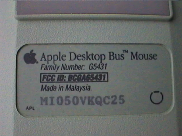 Apple Desktop Bus Mouse label