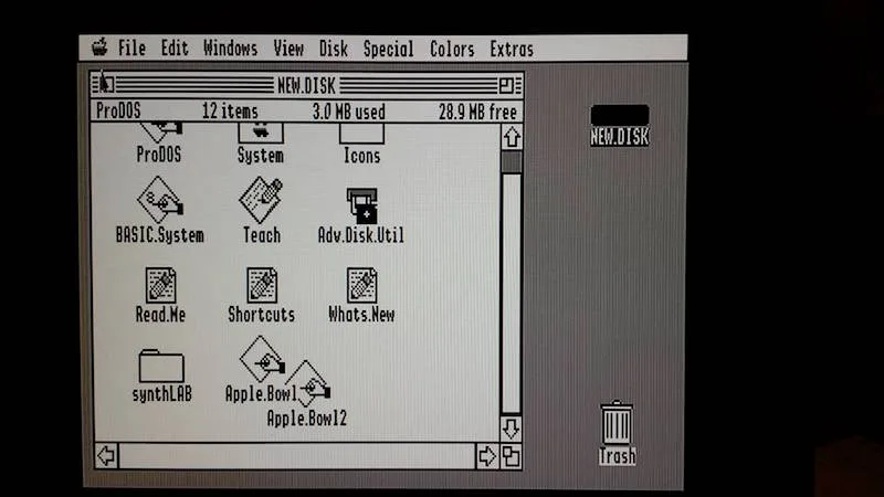 2001FP GSOS desktop, monochrome mode
