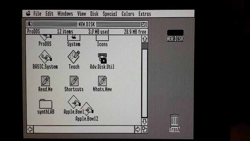 2001FP GSOS desktop, monochrome mode