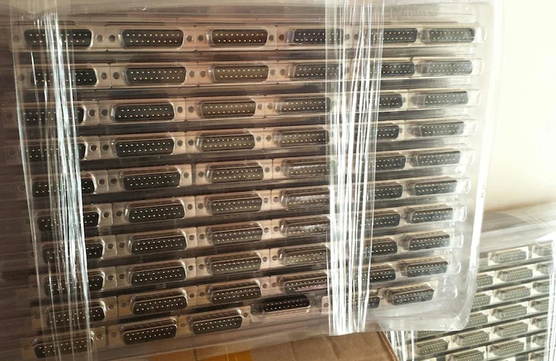 Trays of DB-19 connectors