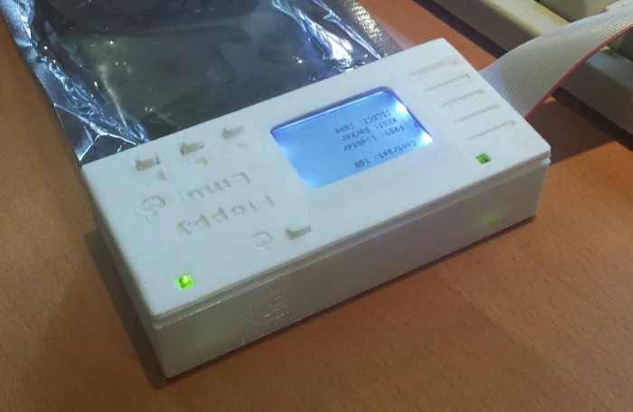 3D-printed Floppy Emu case