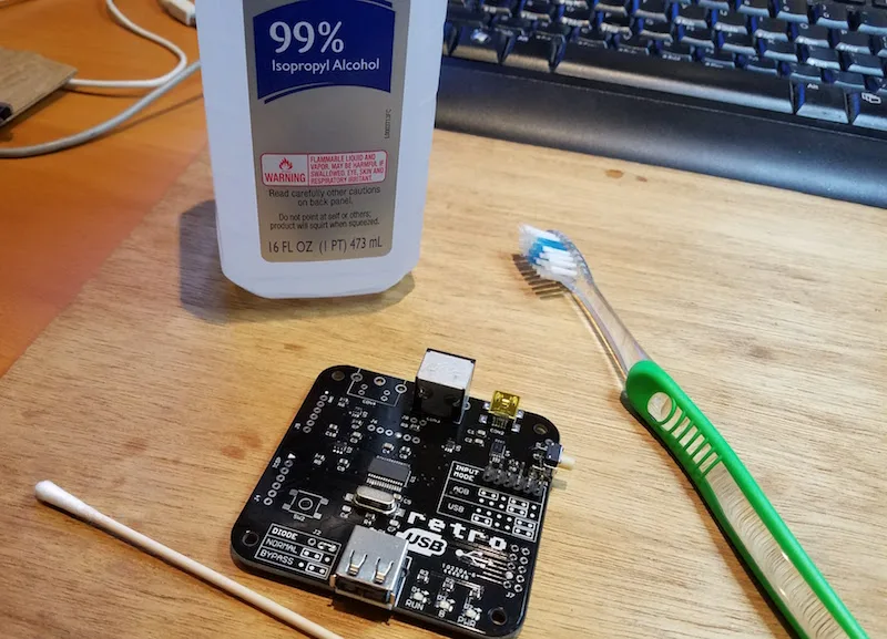 Cleaning a PCB with alcohol and a toothbrush