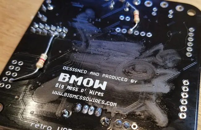 Flux residue on a PCB