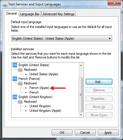 Windows input language settings