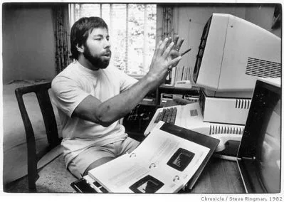 Steve Wozniak at a computer