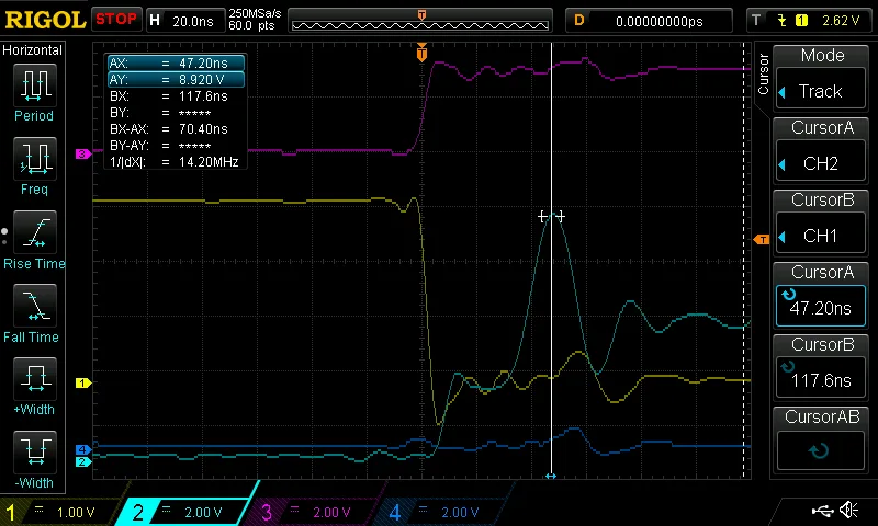 Scope trace after board modifications