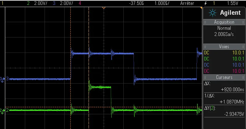 Scope trace of interrupt latency