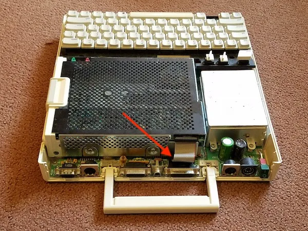 Apple IIc with the case open