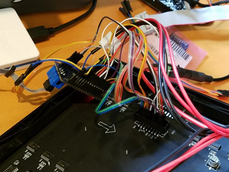Wiring on the back of the LED matrix