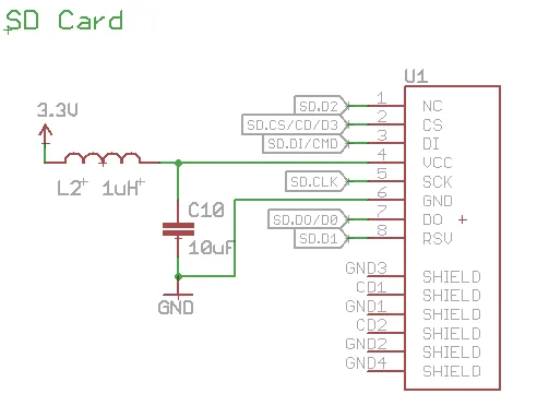 SD card inrush current limiting schematic