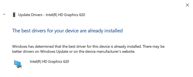 Windows: "best drivers already installed"