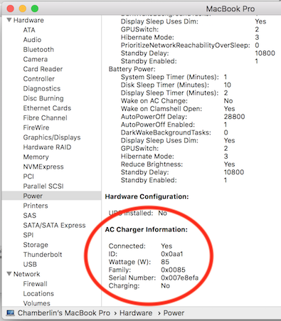 macbook pro power cord no serial number