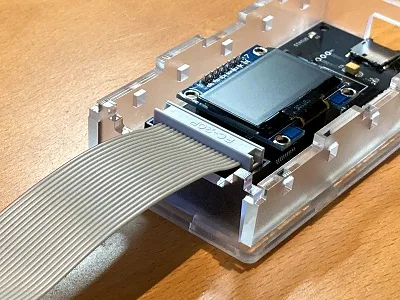 Ribbon cable plugged into the board