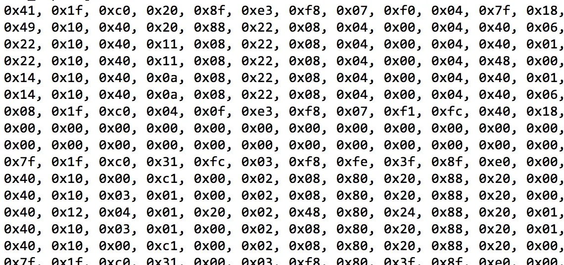 Puzzle converted to byte values