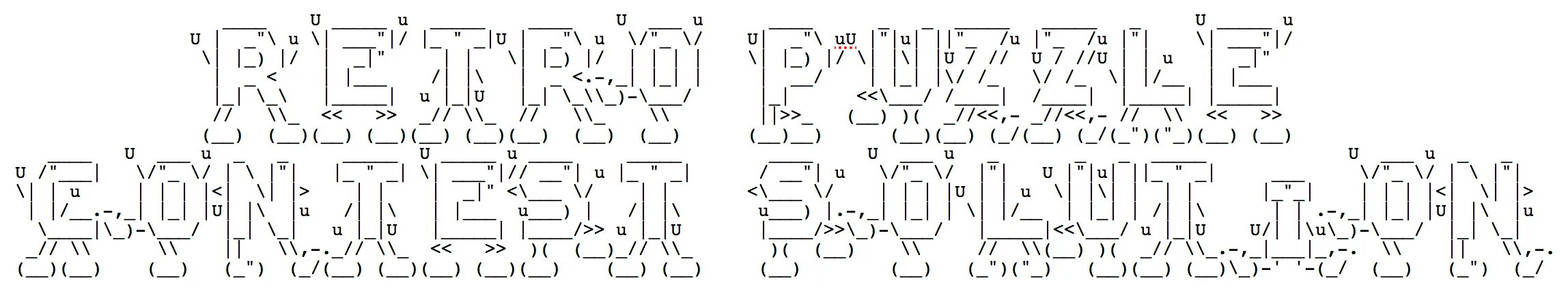 Retro Puzzle Contest Solution in ASCII art