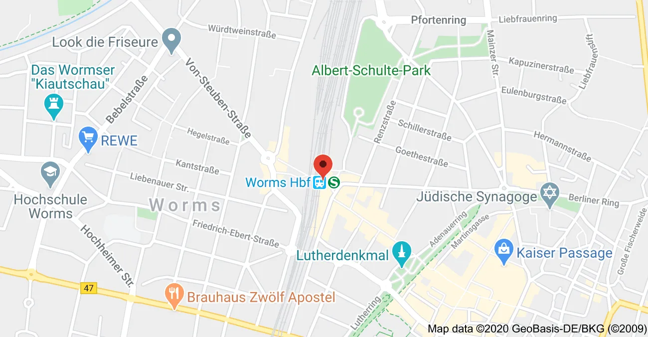 Map of Worms, Germany