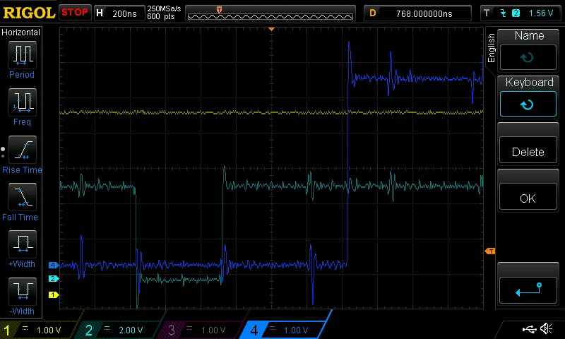 Scope trace with the shorter ground lead